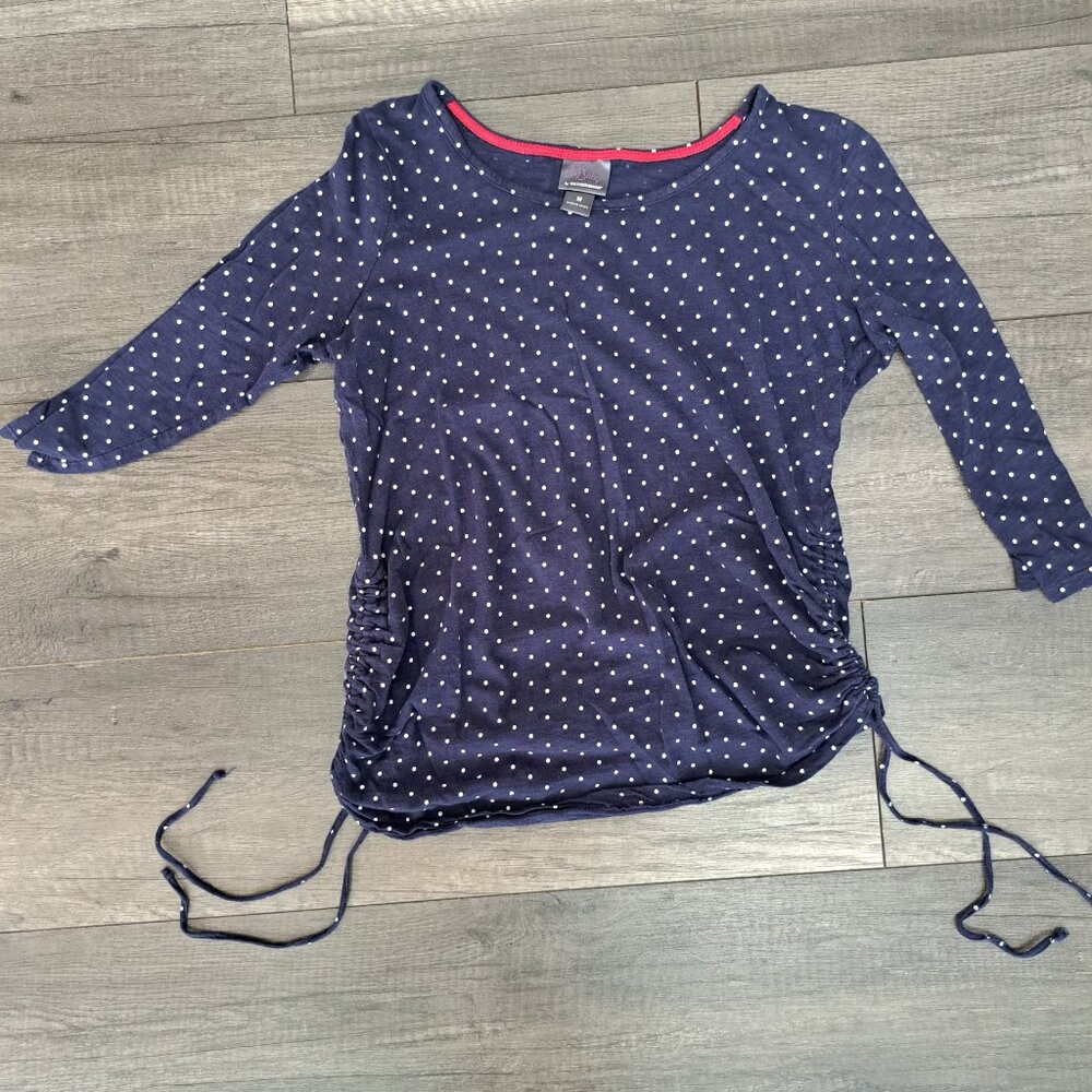 Polkadot rouched 3/4 sleeve tee